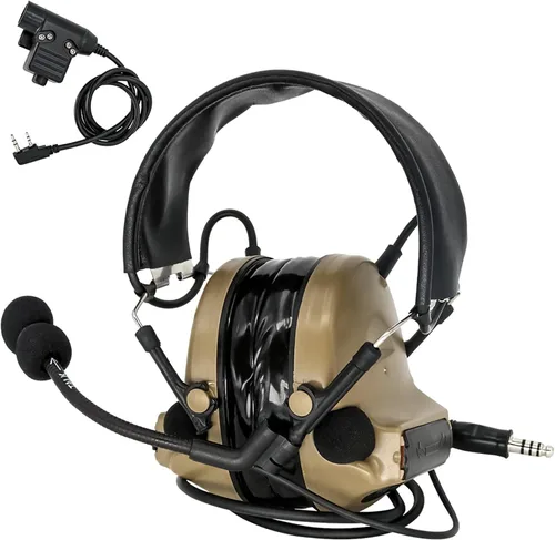 Miniatura 8 de Auriculares tácticos Hearangel, reducción de ruido con captación de sonido y PTT Ken de 2 pines para actividades de airsoft Negro