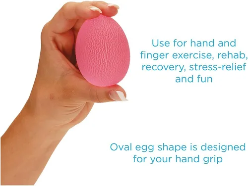 Miniatura 6 de NOVA Huevo ovalado para ejercitador de mano, bola ovalada para fuerza, estrés y recuperación, viene en 3 niveles de resistencia, rosa suave