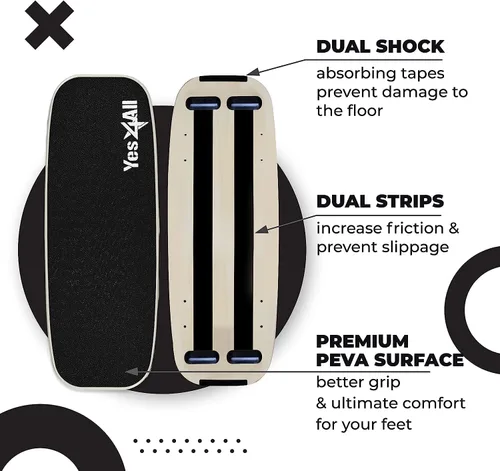 Miniatura 6 de Yes4All Tabla de Equilibrio Entrenador Deportivo, Tabla de Entrenador de Surf con Topes Ajustables, Mejora la Fuerza del Core y el Control del B.
