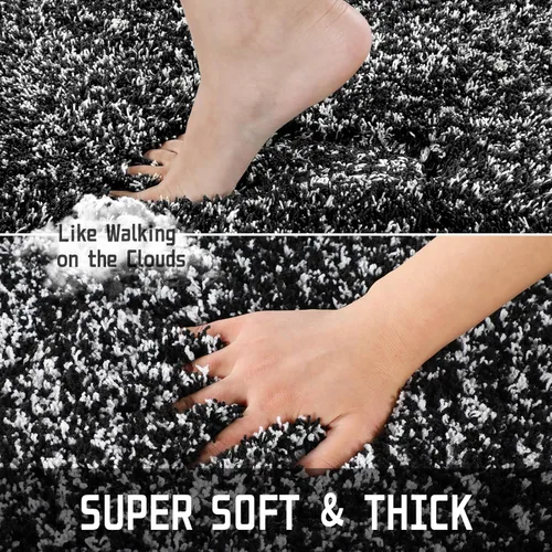 Miniatura 3 de Yimobra Juego de 2 alfombras de baño, alfombra de baño suave y absorbente y alfombra de inodoro en forma de U con respaldo antideslizante, lavable a