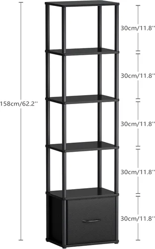 Miniatura 3 de Estantería de 6 niveles con cajón, organizador de estanterías estrechas, estante de escalera de pie, estantería alta para espacios pequeños