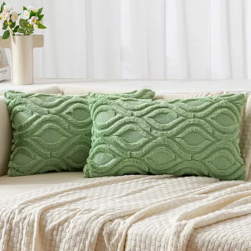 Miniatura 16 de MIULEE - Juego de 2 fundas de almohada de lana sintética suave y afelpada, fundas decorativas de estilo bohemio para sofá, sala de estar, cama, 18 x