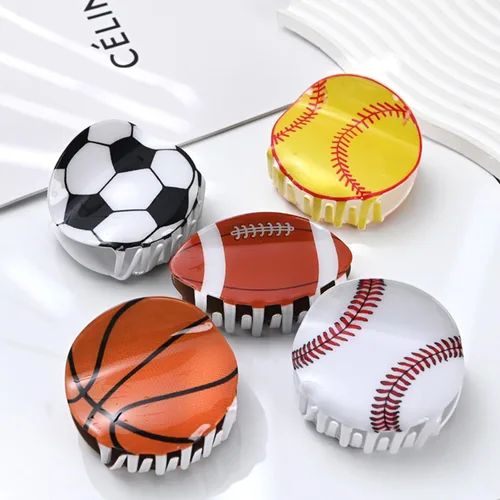 Miniatura 5 de Pinzas de garra, pinzas de pelo únicas de béisbol, baloncesto, fútbol, para mujeres y niñas, agarre para el cabello, pasadores para el cabello