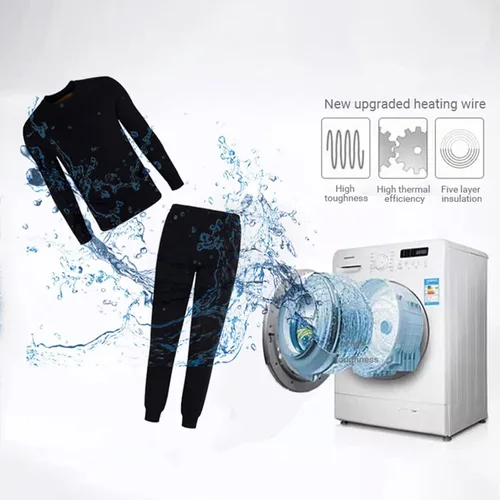 Miniatura 4 de HWZZ Ropa interior térmica aislada camisetas eléctricas de manga larga chaleco térmico USB lavable batería no incluida color blanco Blanco