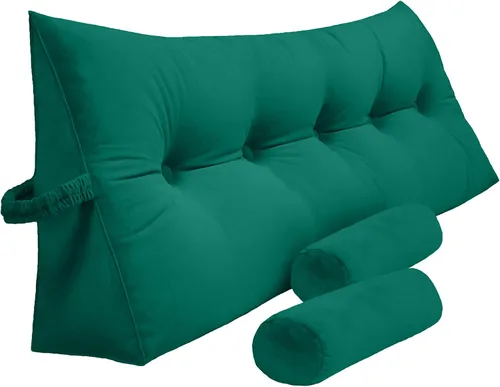 Peachwell Almohada triangular de lectura para reposo en cama, cojín grande para cabecero, respaldo, almohada de cuña con dos almohadas cilíndricas