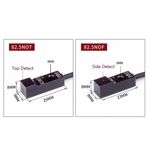 Miniatura 3 de Interruptor Mini Squre Interruptor de Proximidad Q8 Metal Sonser Interruptor SideDetect 0.098 in Distancia 24V NPN PNP NO NC Impermeable IP67 PBT