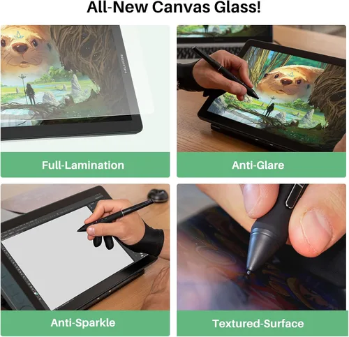 Miniatura 4 de HUION Tableta de dibujo con pantalla completamente laminada de arte Kamvas 13 (Gen 3) SE Tableta gráfica con vidrio de lona antirreflejo, pantalla