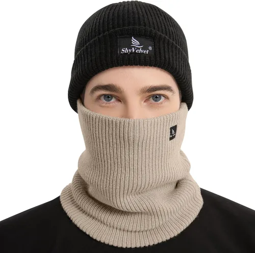 Shy Velvet Máscara facial de punto, polaina de cuello de invierno, calentador de cuello para hombres y mujeres, bufanda, unisex, equipo esencial de