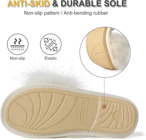 Miniatura 5 de Fur Story Pantuflas peludas para mujer, con punta abierta, de espuma viscoelástica, esponjosas, para casa