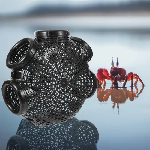 Miniatura 4 de Toddmomy Jaula de pesca portátil para cangrejos de cangrejo de 13.18 x 11.61 x 4.72 pulgadas, reutilizable, trampa de cangrejo de acero, jaula