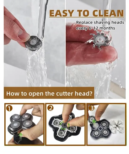 Miniatura 5 de 4 cuchillas de repuesto para cabezal de afeitadora compatibles con Skull Shaver Pitbull, Butterfly Kiss y maquinillas de afeitar eléctricas Palm