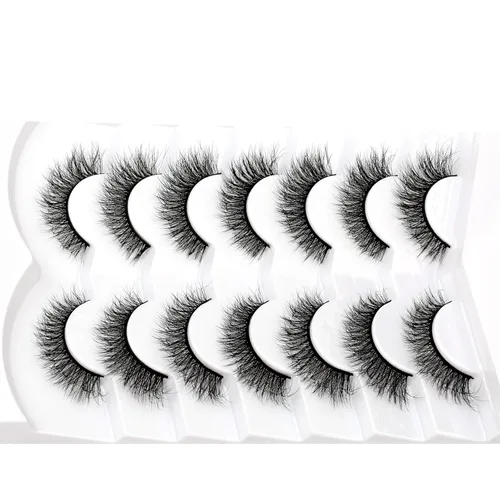 Miniatura 33 de Pooplunch - Pestañas postizas finas de visón sintético, estilo ojo de gato, naturales, cruzadas, tipo racimo, efecto 8D de volumen, tiras