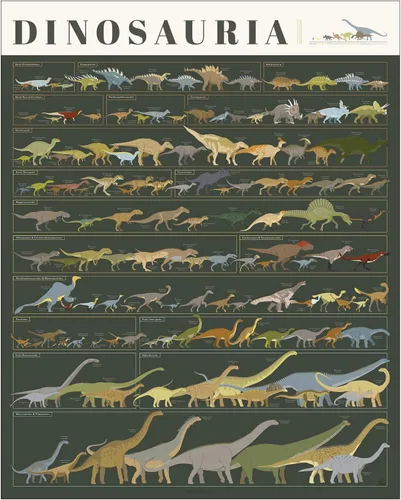 Pop Chart | Dinosauria | Póster de dinosaurio de 16 x 20 pulgadas | Tabla actualizada de ciencia de dinosaurios | Decoración de pared de