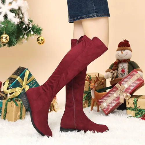 Miniatura 2 de Allegra K Botas altas hasta la rodilla con cremallera lateral para mujer