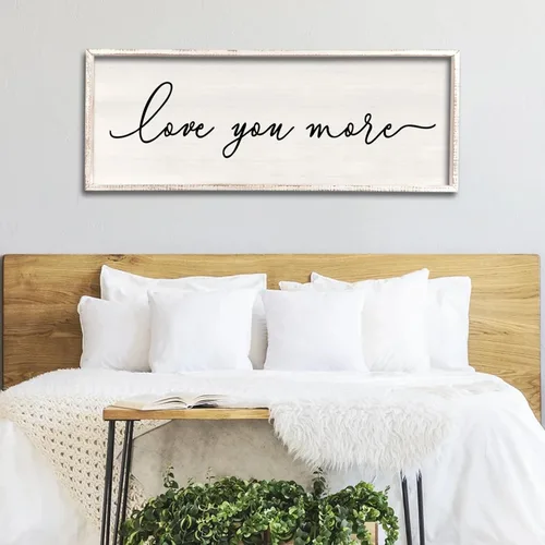 Miniatura 15 de Letrero de decoración de pared con texto en inglés «Give It To God And Go To Sleep», 32 x 12 pulgadas, para dormitorio principal sobre la cama