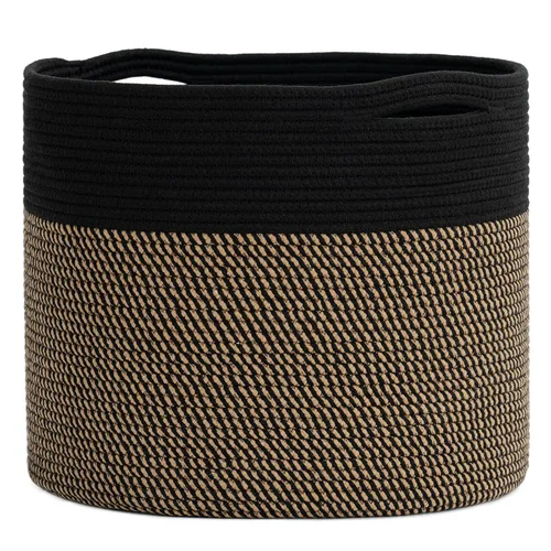 Miniatura 17 de Goodpick Cesta de manta de 65 litros, 19.7 x 12.6 pulgadas, cesta de cuerda de algodón, para sala de estar, organizadores de juguetes