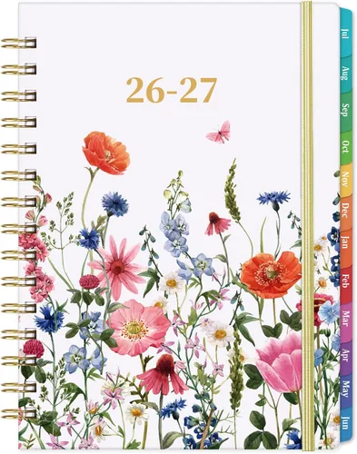 Agenda 2026-2027 - Julio 2026 - Junio 2027, Agenda académica 2026-2027, 26-27 planificadores semanales y mensuales con pestañas coloridas, 6.3 x 8.4