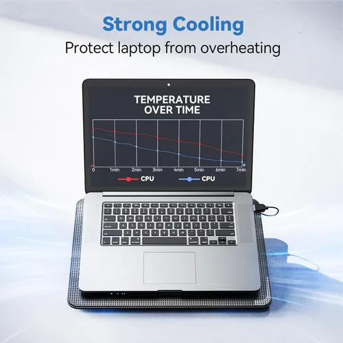 Miniatura 2 de TECKNET Almohadilla de enfriamiento para laptop, portátil, delgada, silenciosa, alimentada por USB, enfriador de almohadilla de enfriamiento con 3