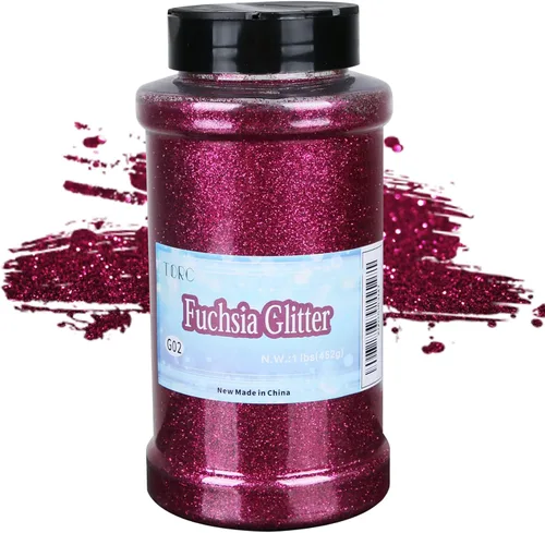 Miniatura 40 de TORC Purpurina fina roja de 1 libra y 16 onzas de purpurina en polvo para vasos, resina para manualidades, slime, cosméticos, pintura de uñas, Rojo