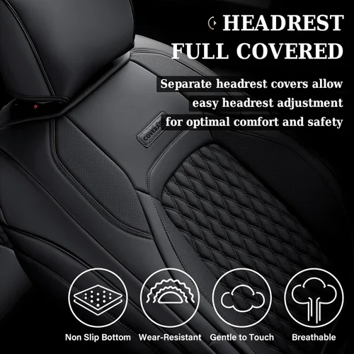 Miniatura 3 de Coverado Fundas de Asientos de Automóvil Juego Completo, Fundas de Asientos de Automóvil de Cuero Impermeables para Dodge RAM 1500 Compatible