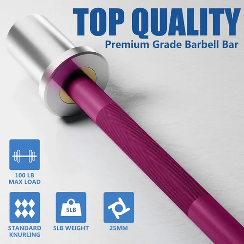Miniatura 4 de EVERYMATE Barra de pesas mini de 5 libras para principiantes, mujeres, niños, barra de pesas para entrenamiento de cuerpo entero, para entrenamiento