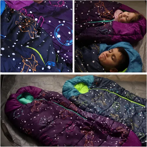 Miniatura 5 de AceCamp Saco de dormir para mamá que brilla en la oscuridad para niños y jóvenes, clasificación de temperatura de 30 °F, -33.8 °F, resistente al