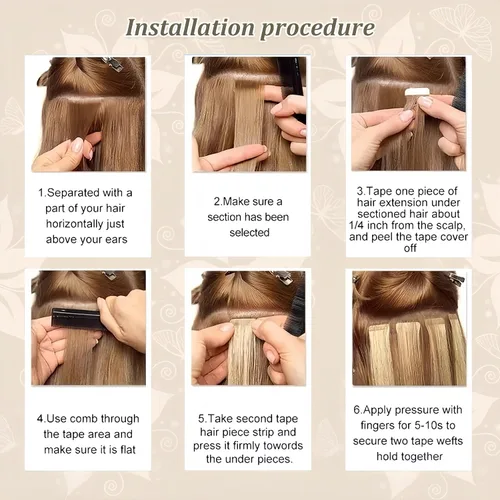 Miniatura 5 de Extensiones de cabello humano con cinta, color borgoña #99J, sin costuras, trama de piel, invisible, color rojo vino, extensiones de cabello lacio
