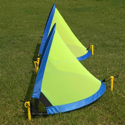 Miniatura 6 de Poray Soccer Goal for Kid Easy-up Set of Two Portable Soccer Net 210D Oxford with 8 Field Marker Cones Extra Stakes Fun for Backyard and Soccer Azul