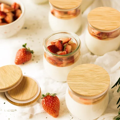 Miniatura 7 de Roowest 40 tapas para tarros de yogur a granel compatibles con tarros de yogur Oui, tapas de madera de bambú natural, tapas redondas reutilizables