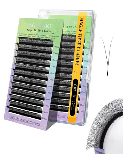 Miniatura 58 de Suministros de extensiones de pestañas NAGARAKU yy, pestañas falsas 0.05mm rizado D, bandeja mixta 8-12mm, prefabricadas 4D, abanico fácil, volumen