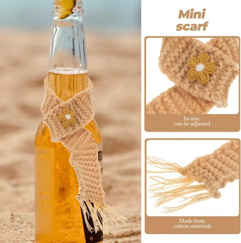 Miniatura 5 de EXCEART 10pcs Mini bufanda decorativa ajustable muñeca bufanda para botella de vino DIY proyectos favores Kawaii muñeca accesorios Caqui