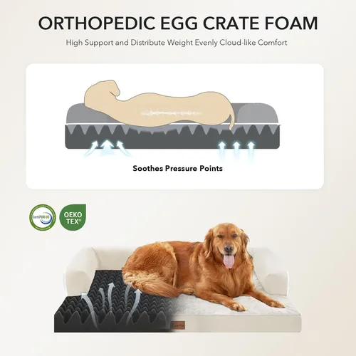 Miniatura 2 de Camas Ortopédicas para Perros de Tamaño Grande, Espuma de Celdas Impermeables tipo Huevera, Camas tipo Sofá para Perros Medianos para Jaula 35x22