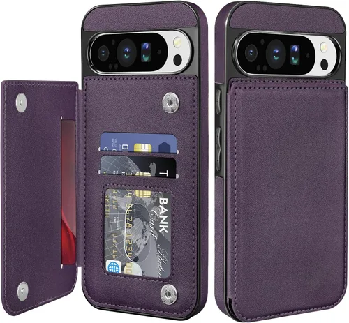 Miniatura 10 de Bizzib para Google Pixel 6A Funda de cuero tipo cartera con tarjetero, cubierta tipo libro con pata de pie, cierre magnético, funda protectora a
