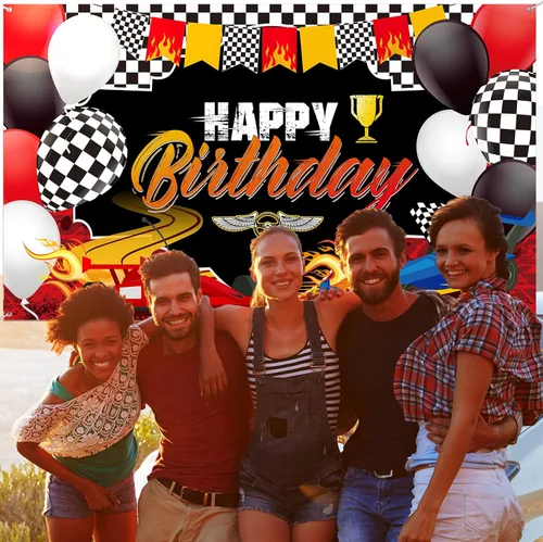 Miniatura 7 de Telón de fondo de carreras de coches con temática de cumpleaños, decoración de fiesta de cumpleaños, fiesta de carreras, fondo de fotos, suministros