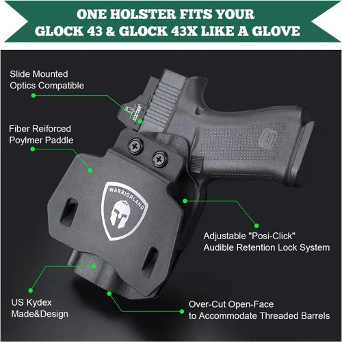 Miniatura 3 de WARRIORLAND Funda OWB Kydex con corte óptico, ajuste seleccionado para Glock 17/19/19X/43/43X MOS, sin riel 1911, Hellcat/Hellcat Pro, Taurus Glock