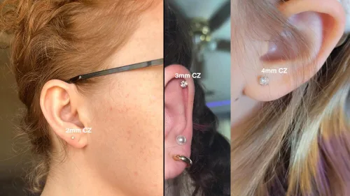 Miniatura 3 de Secure Flat Screw Back CZ Stud Earrings for Women Girls,Comfortable Flatback 2mm 3mm 4mm Cubic Zirconia Earrings for Cartilage Helix Tragus Piercing