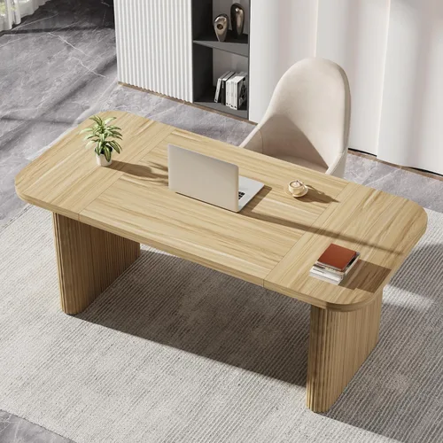 Miniatura 4 de Tribesigns Escritorio ejecutivo de 62 pulgadas, escritorio grande para computadora de oficina con doble pedestal, mesa rectangular de estilo moderno