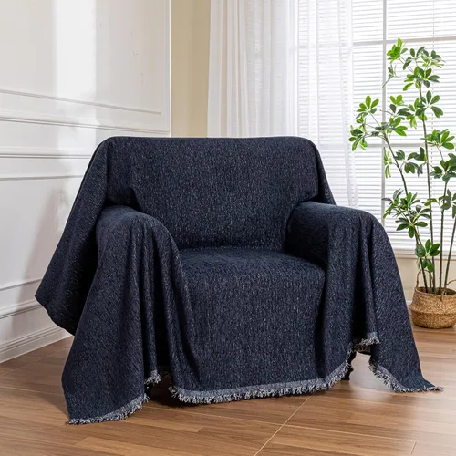 Miniatura 31 de MEETSKY Funda Negra de Silla de Tamaño Grande, Funda de Chenilla para Sillón/Sofá de 1 Cojín para Perro, Fundas de Sofá Protector de Muebles