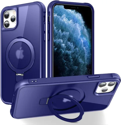 Miniatura 136 de CHAOFEnG Funda magnética compatible con iPhone 11 con soporte, prueba de caídas de grado militar, compatible con imán, anillo translúcido, parte