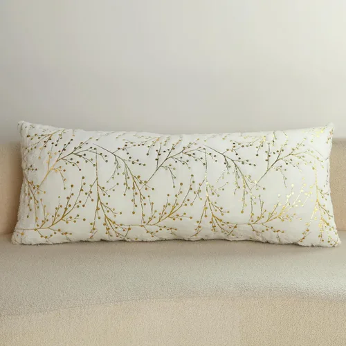 Miniatura 12 de LIGICKY Juego de 2 fundas de almohada de piel sintética blanca esponjosa con ramas plateadas con purpurina, decorativas, suaves, peludas, cuadradas
