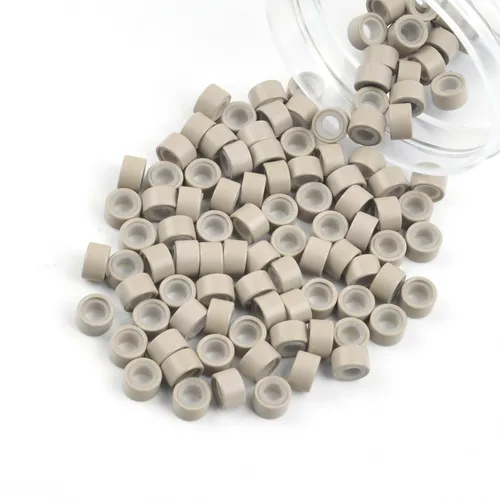 Miniatura 72 de Vlasy 100 Piezas Cuentas de Nano Anillo con Forro de Silicona para Extensiones de Cabello Humano con Nano Anillo 5 Colores Opcionales (Negro)