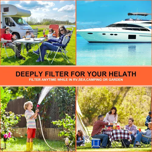 Miniatura 5 de WELLUCK Filtro de agua en línea para autocaravana que reduce el cloro y el olor, 2 paquetes de accesorios de filtro de manguera de agua para camping