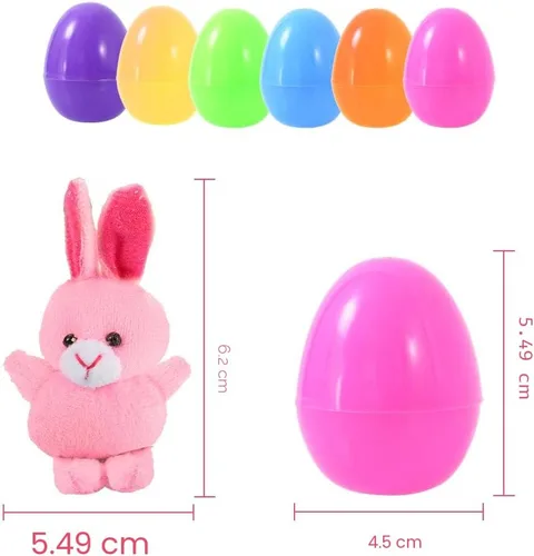 Miniatura 4 de Paquete de 18 huevos de Pascua rellenos con mini animales de peluche para niños, cesta de Pascua, búsqueda de huevos de Pascua, recuerdo de fiesta