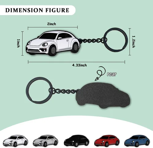 Miniatura 2 de Llavero para Volkswagen New Beetle,Para Volkswagen New Beetle Accesorios 2005-2022,Llavero de metal Blanco