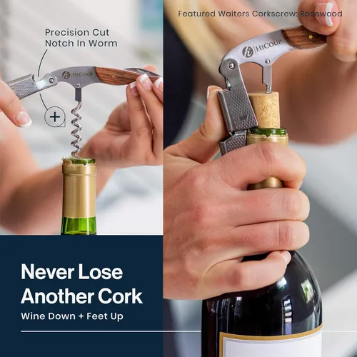 Miniatura 2 de HiCoup Kitchenware Abridor de Vino - Sacacorchos Profesionales para Botellas de Vino con Cortador de Papel de Aluminio y Removedor de Tapas - Llave