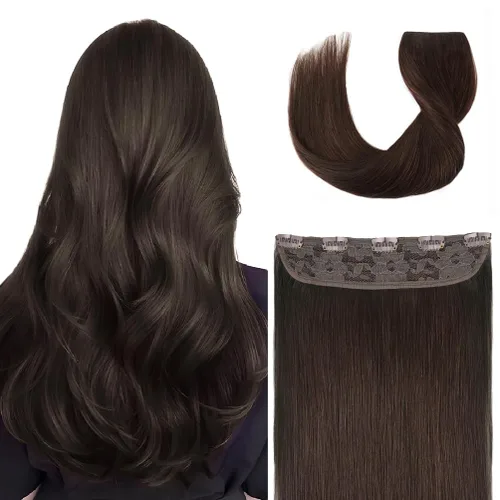 Miniatura 14 de Winsky Extensiones de cabello de cabello humano real - Una pieza con reflejos rubios, extensiones de cabello Remy con clip para mujeres