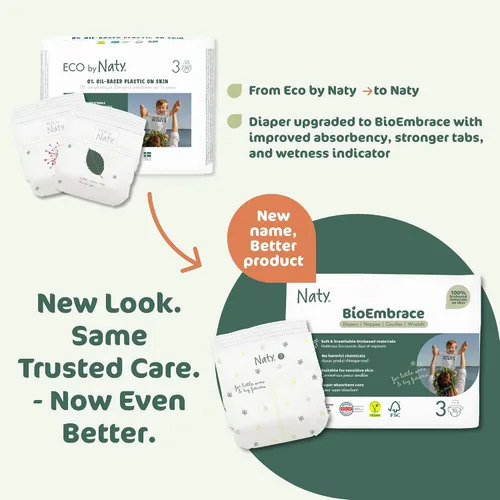 Miniatura 9 de Naty BioEmbrace - Pañales para bebé, certificado seguro para la piel sensible, protección contra fugas de hasta el 100 %, suavidad a base