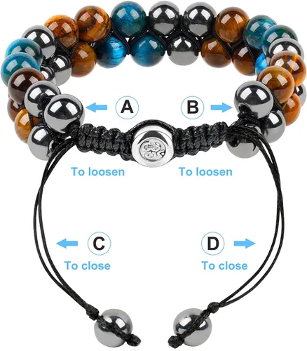 Miniatura 25 de Pulsera de triple protección, ojo de tigre malvado de ojo y obsidiana negra de 0.315 in, pulsera curativa para hombres y mujeres, pulsera curativa