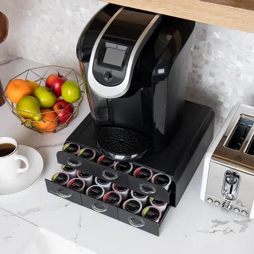 Miniatura 6 de Mind Reader - Organizador de cápsulas de café de una porción con 2 cajones, capacidad para 72 cápsulas, para encimera, 14"L x 12.25"W x 4.75"H, negro