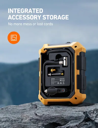 Miniatura 5 de AstroAI Inflador de neumáticos Compresor de aire portátil 150PSI 12V DC/110V AC con motores metálicos duales Bomba de aire para neumáticos